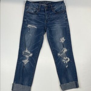 American Eagle Distressed Cuffed Ankle Skinny Jeans Women’s Sz 4